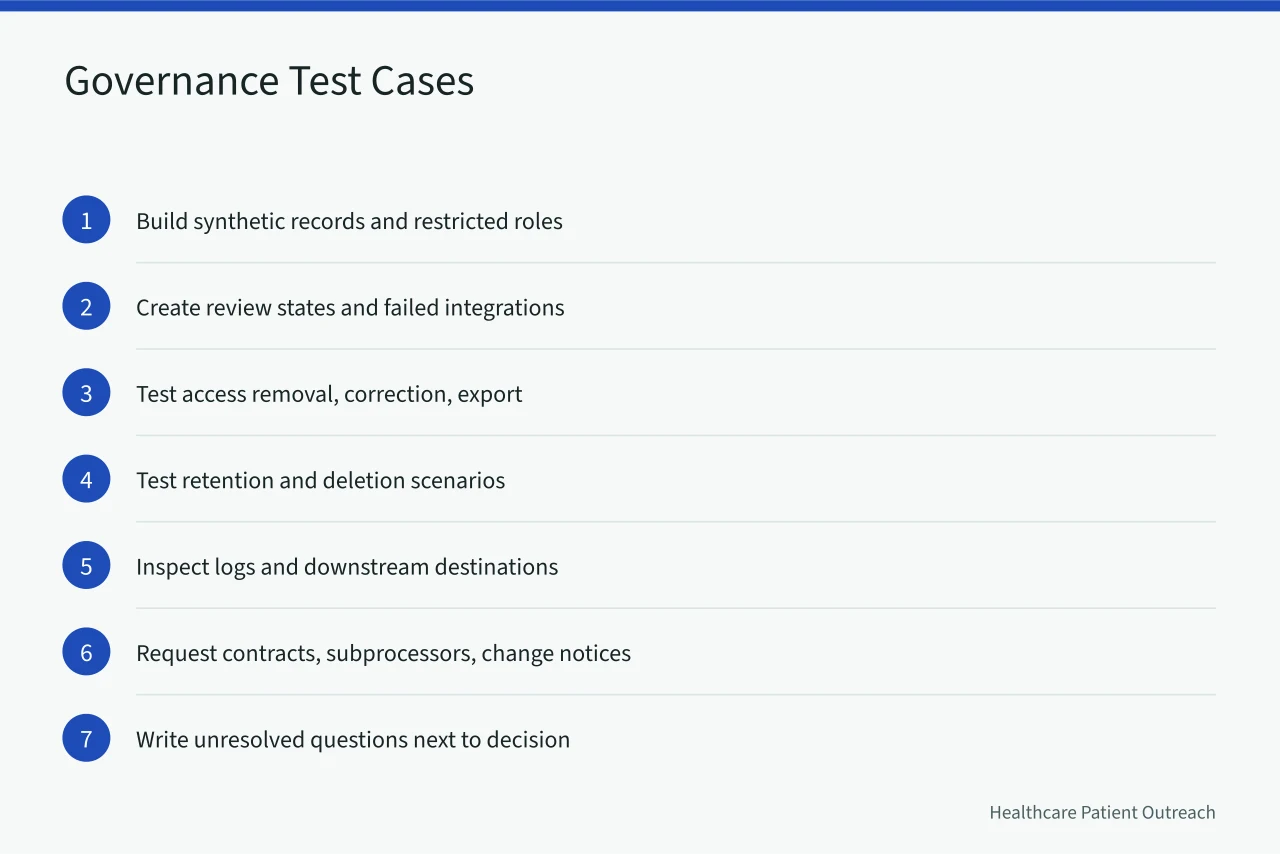 Seven-step checklist for turning HHS governance guidance into test cases (Healthcare Marketing Strategy Tools, Reviewed Against Real Use)
